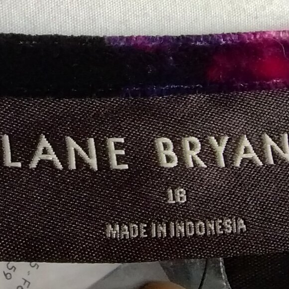 LANE BRYANT Black/Multi-Color Dark FLORAL Print VELVET Dress Sz 18 - Picture 7 of 8